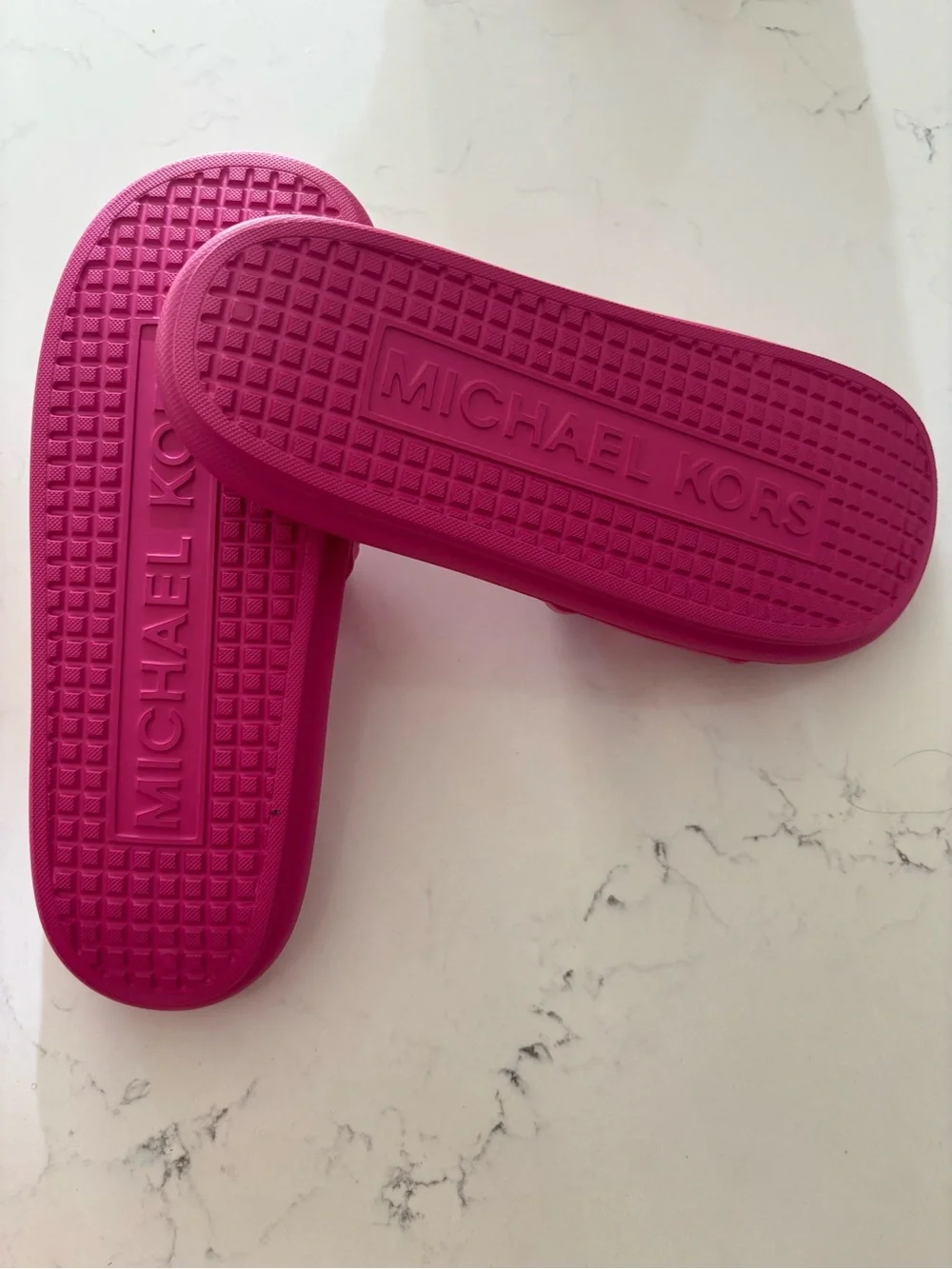 New Michael Kors Hot Pink MK Logo Slide Sandals